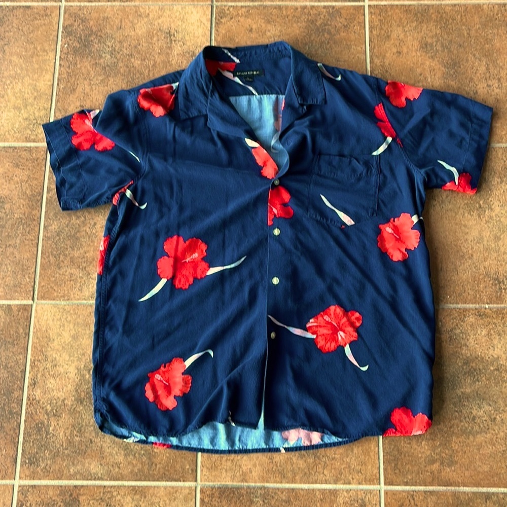 Banana Republic Blue Hawaiian Shirt Large
